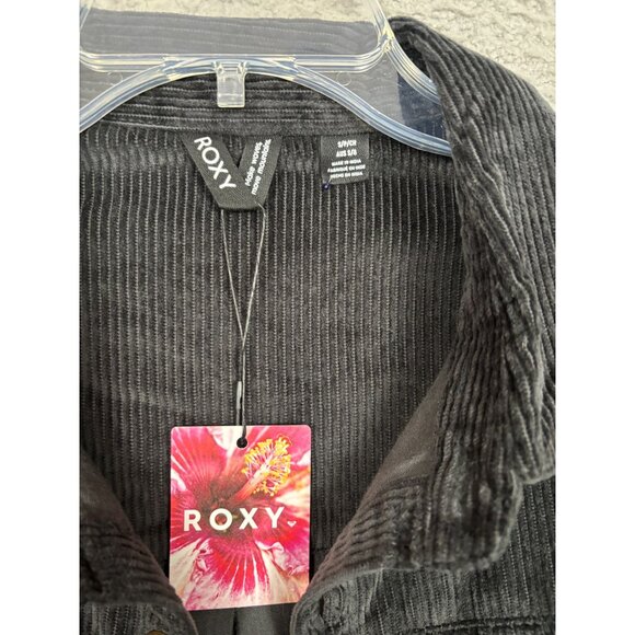 Roxy Women's Corduroy Button-Up Shirt W/Pockets Black Size Small New With Tags - Picture 6 of 8